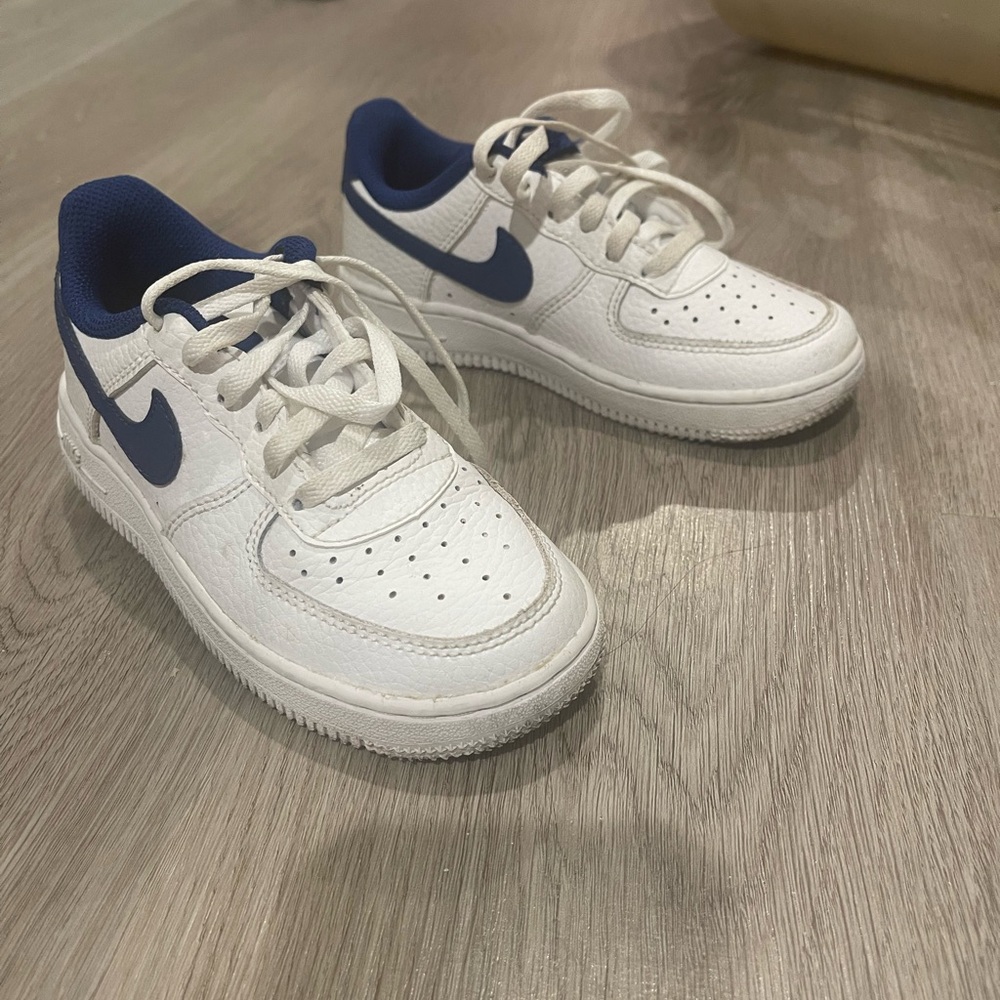 Nike Air Force 1 Boys White and Blue Sneakers